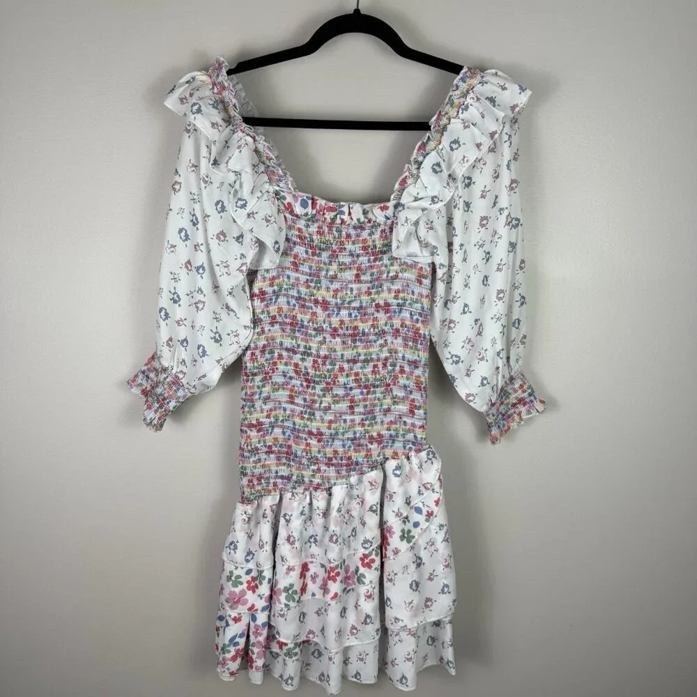 70°F/21°C Women's Puffy Sleeve Princess Tulle Mini Dress Size S Coquette Floral